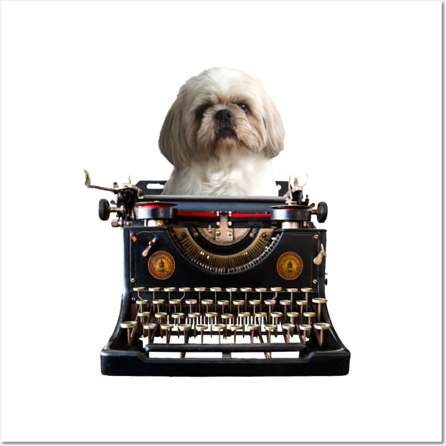 typewriter journalist Shih tzu Dog Wall Art by Move-Art